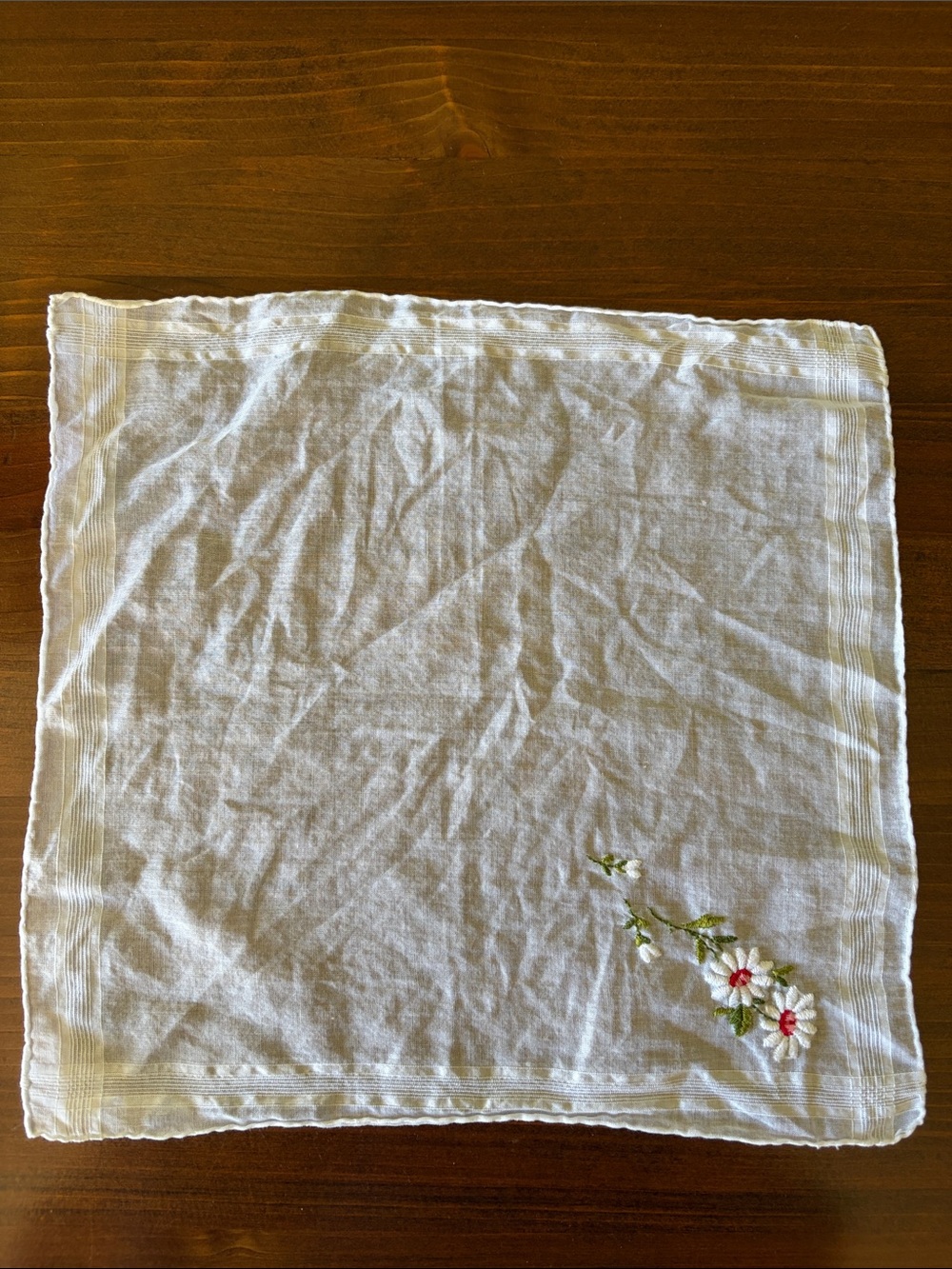 Vintage Floral Embroidered Handkerchief